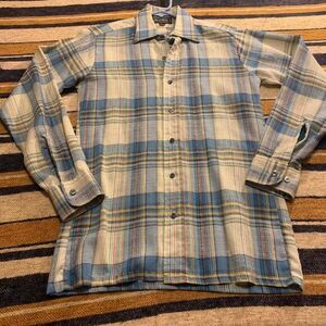 Vintage Plaid Button Up‎ Mens Shirt Long Sleeve Small Multicolor Western Retro